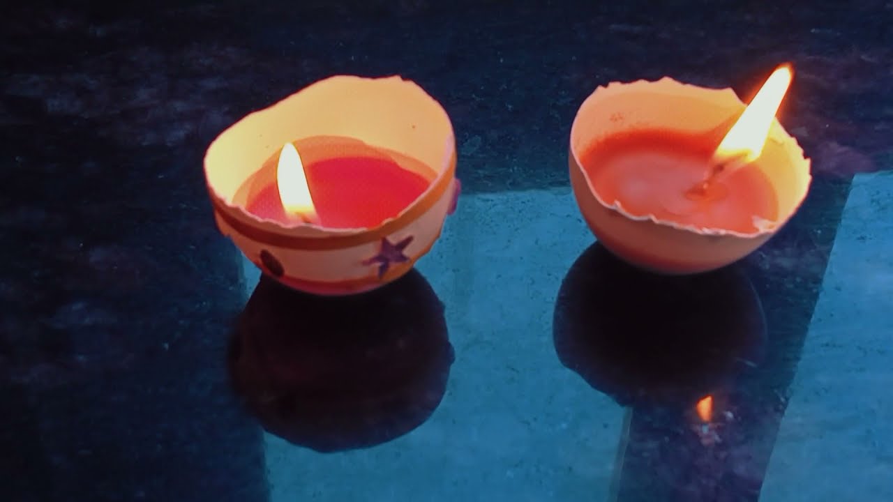 make candle with eggshell/craftingideas /egg shell craft/diy/diy craft/waste material