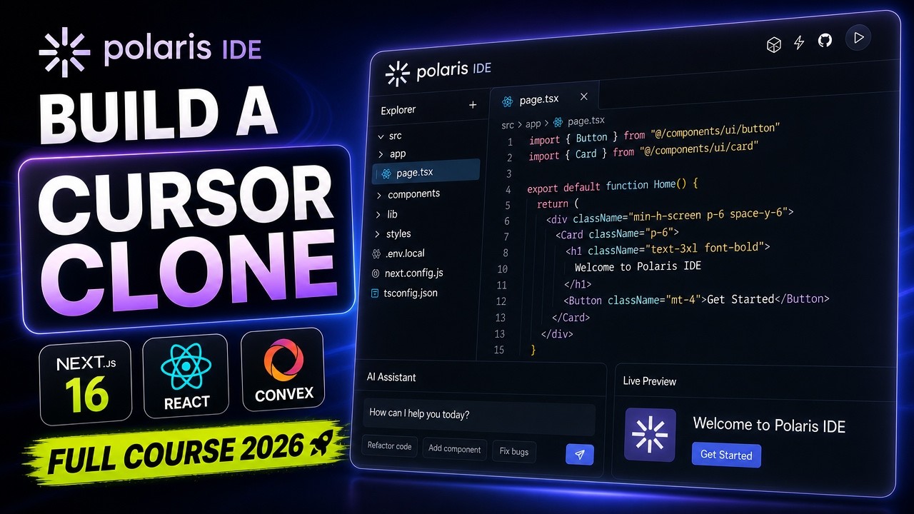 Build and Deploy a Cursor Clone | Next.js 16, React, Convex | Full Course 2026