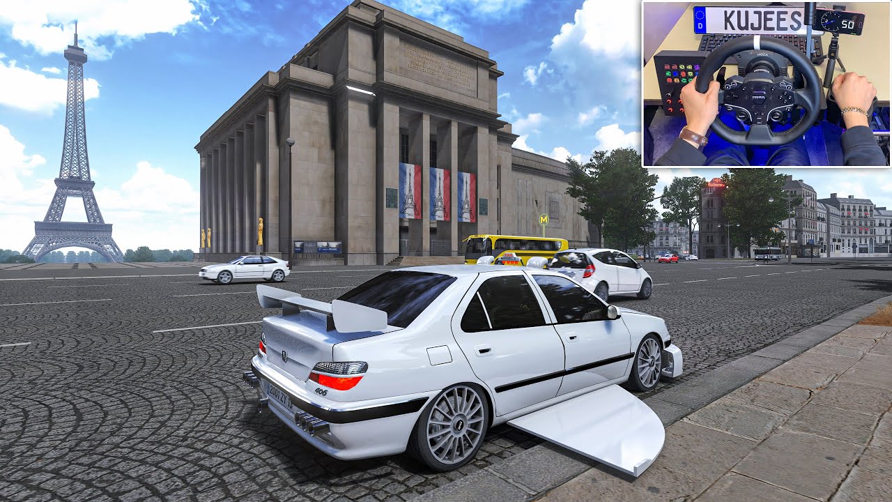 Taxi 5 Peugeot 406 in Paris Dense traffic