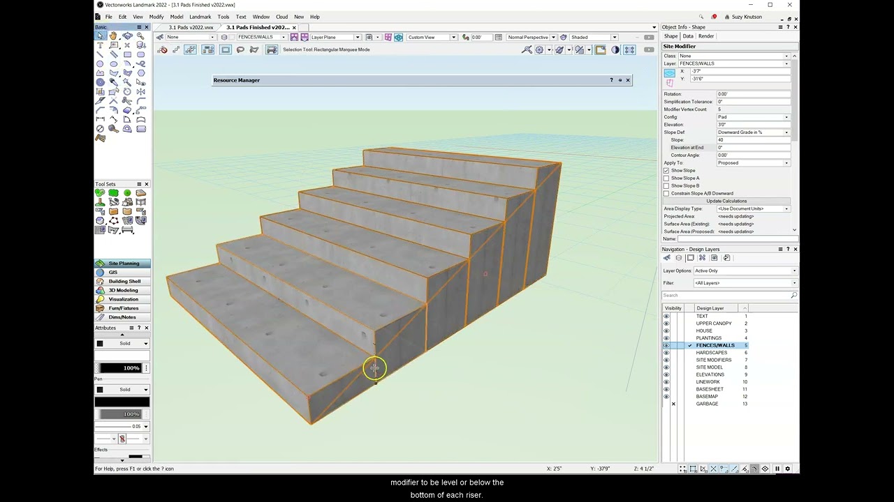 14.6 The goal when adding a site modifier to stairs - Vectorworks 2022