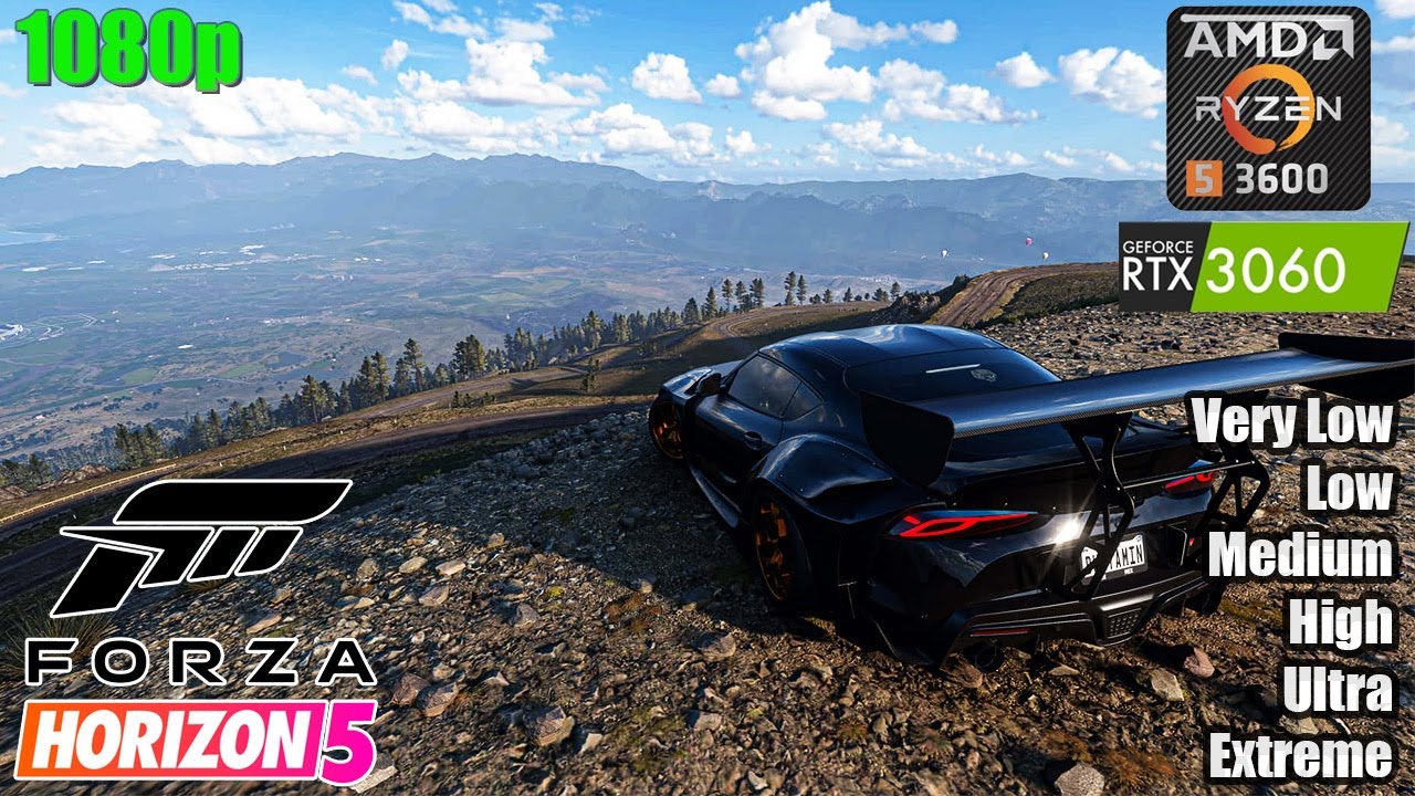 Forza Horizon 5 Benchmark | RTX 3060 + Ryzen 5 3600 | 1080p | Very Low to Extreme Settings (2025)