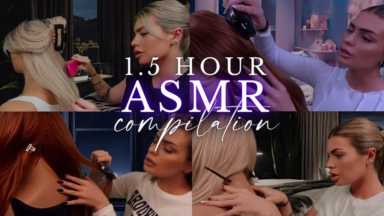 ASMR Hair Play Sleepover Compilation 💕(roleplay  w/ hair brushing, scalp scratching, back tracing)