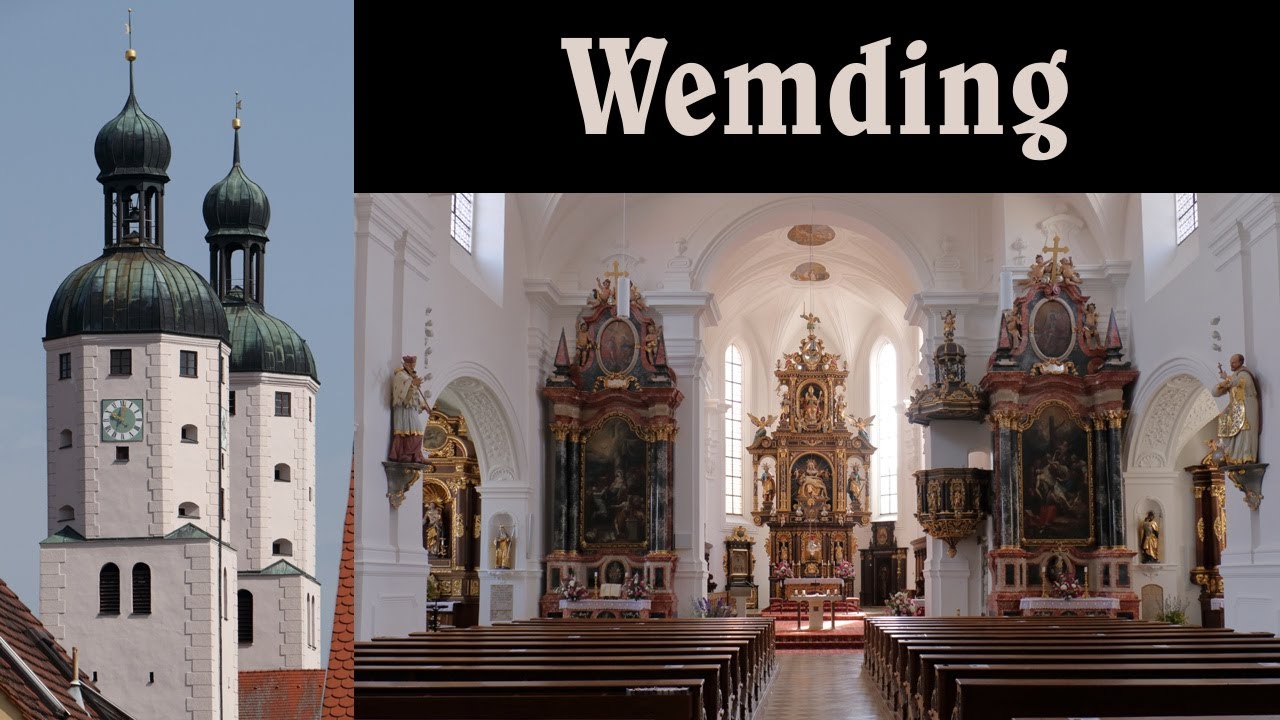 WEMDING (DON), Stadtpfarrkirche St. Emmeram - Glocken einzeln, Motivläuten und Plenum (Turmaufnahme)