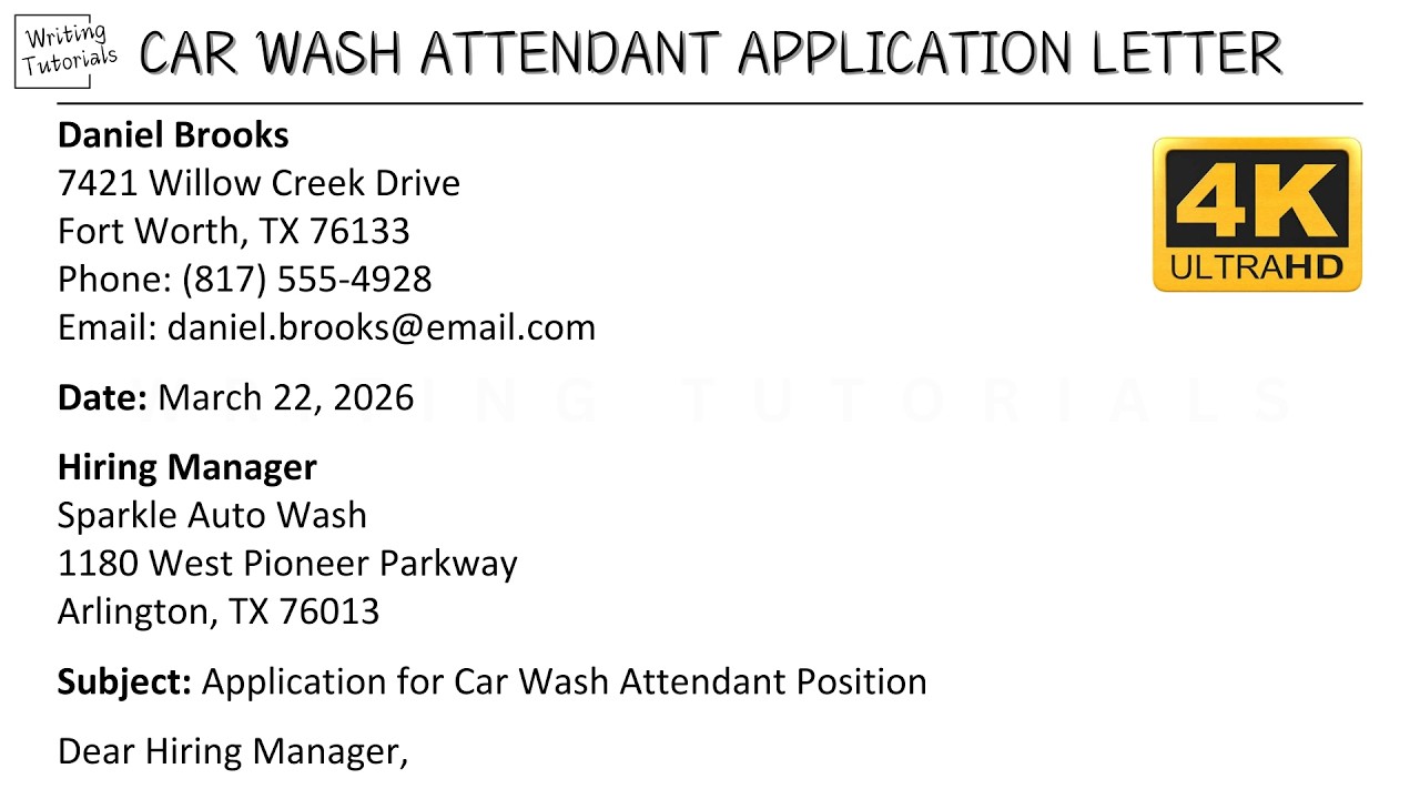 How To Write Car Wash Attendant Job Application Letter with Sample & Explanation | Writing Tutorials
