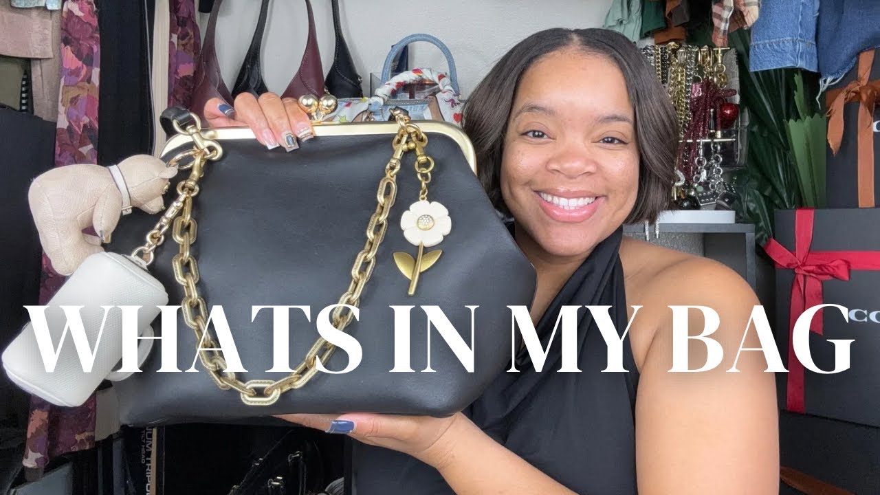 👜 Что в моей сумке? | Черная кожаная сумка Coach Kisslock 27