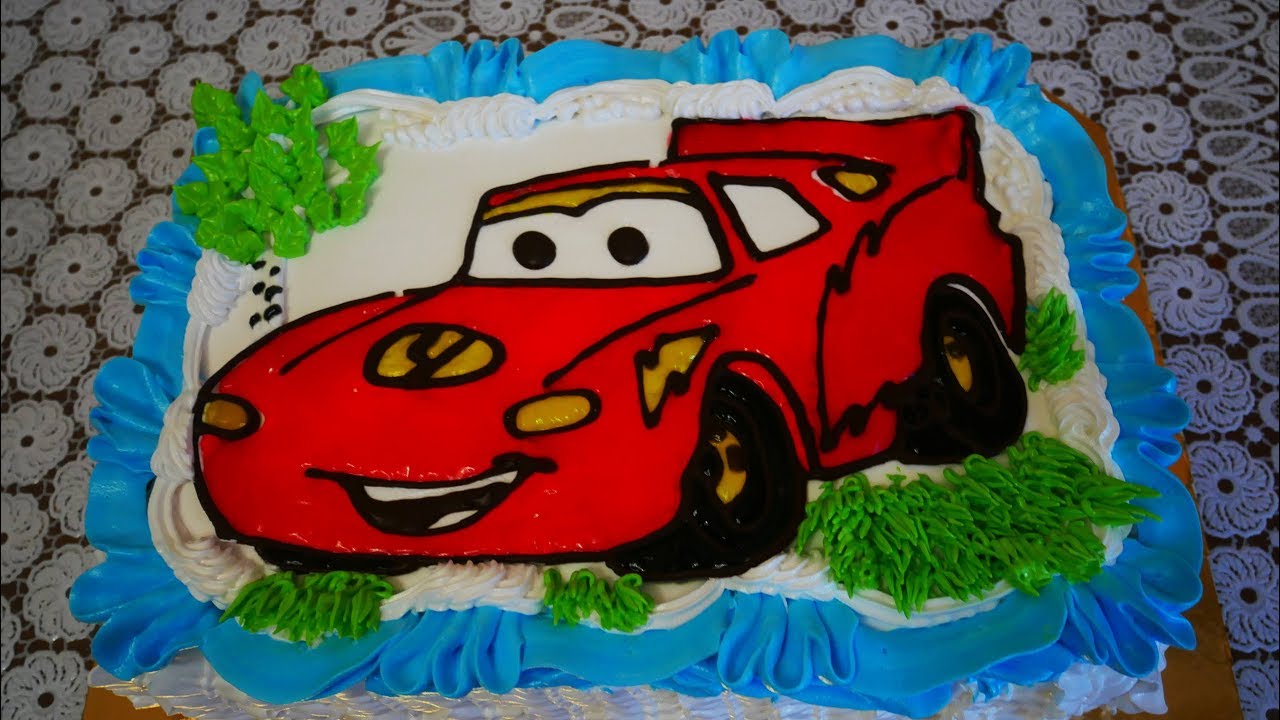 Детский торт МАКВИН для мальчика своими руками КАК украсить торт декор гелем Торт машинка