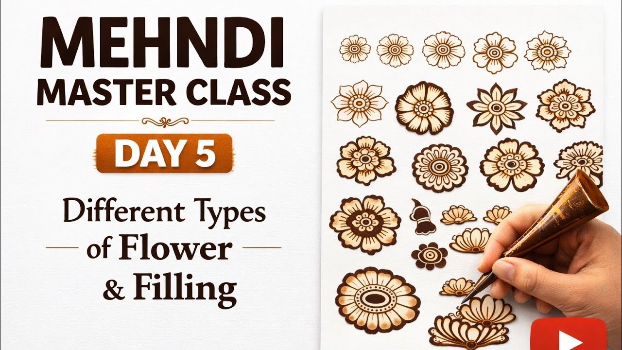 Mehndi Master Class Day 5 | Different Types of Flower & Filling Tutorial #ytshorts #youtubeshort #yt