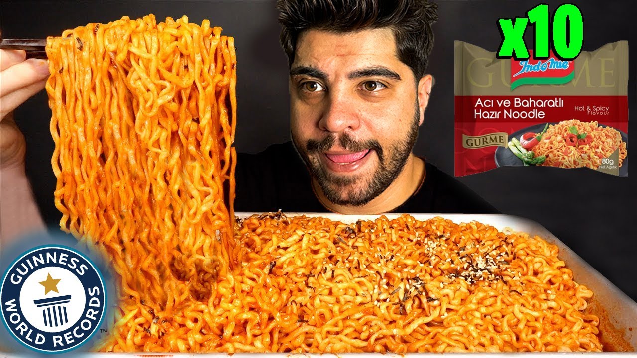 DÜNYA REKORU KIRDIK! (1 Dakikada 10 Acılı Noodle Yemek)