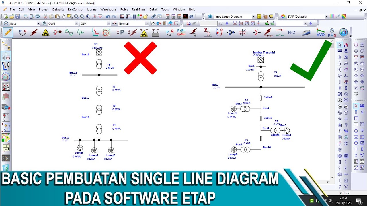 Basic Pembuatan SLD Pada Software ETAP || Single Line Diagram || Jaringan Distribusi ||