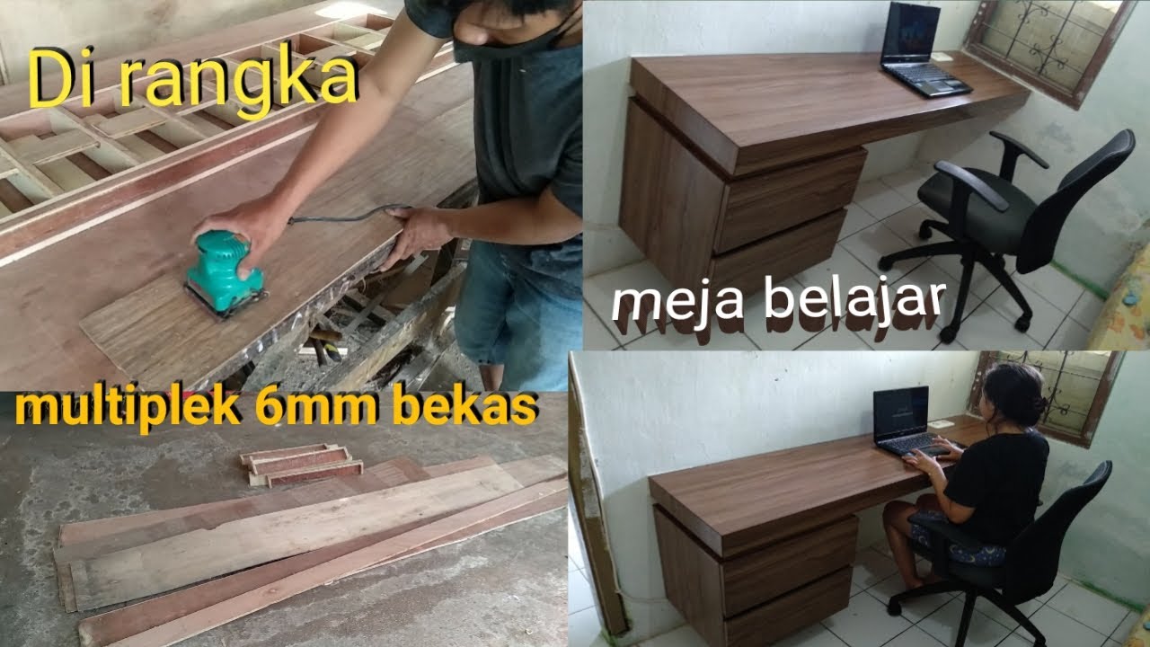 membuat meja belajar sederhana minimalis - triplek sisa || HPL