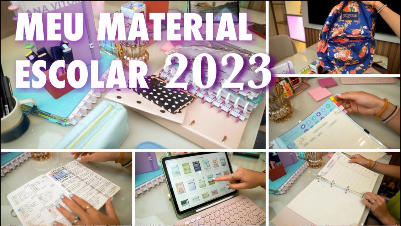 MEU MATERIAL ESCOLAR 2023✨( mostrei todos cadernos, ipad, fichário, mochila, estojos e muito mais!)