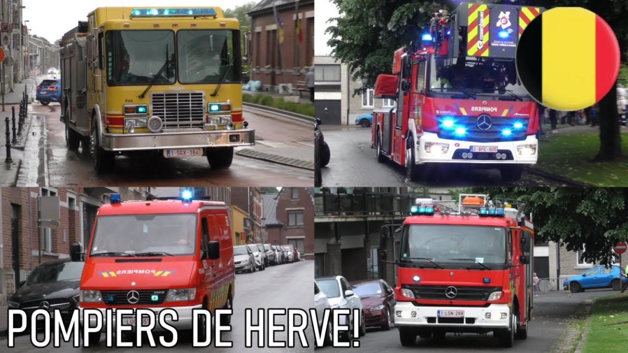 Beaucoup de véhicules de secours en urgence lors de la journée portes ouvertes des pompiers de Herve
