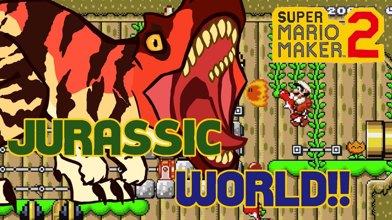 Super Mario Maker 2 (SMM2) - Jurassic World Exploration - Dinosaurs Everywhere!! - No Commentary