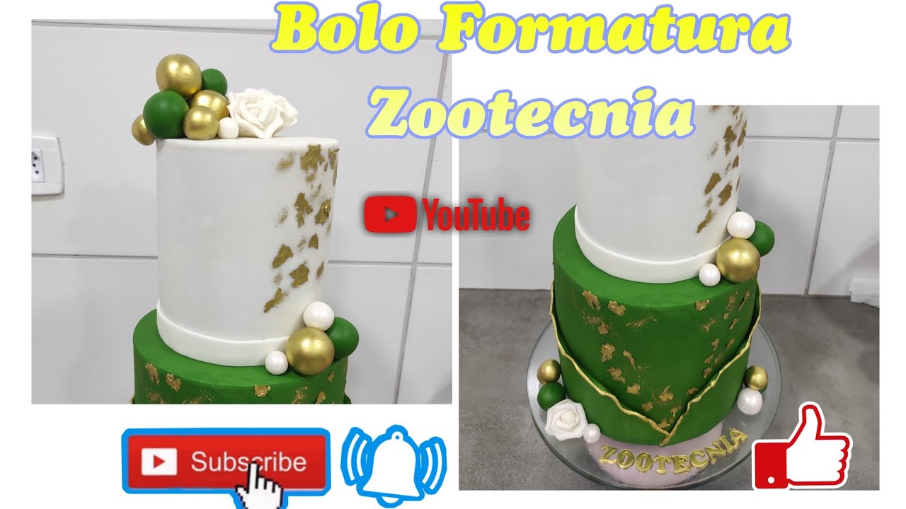 Bolo Verde, Branco e Dourado