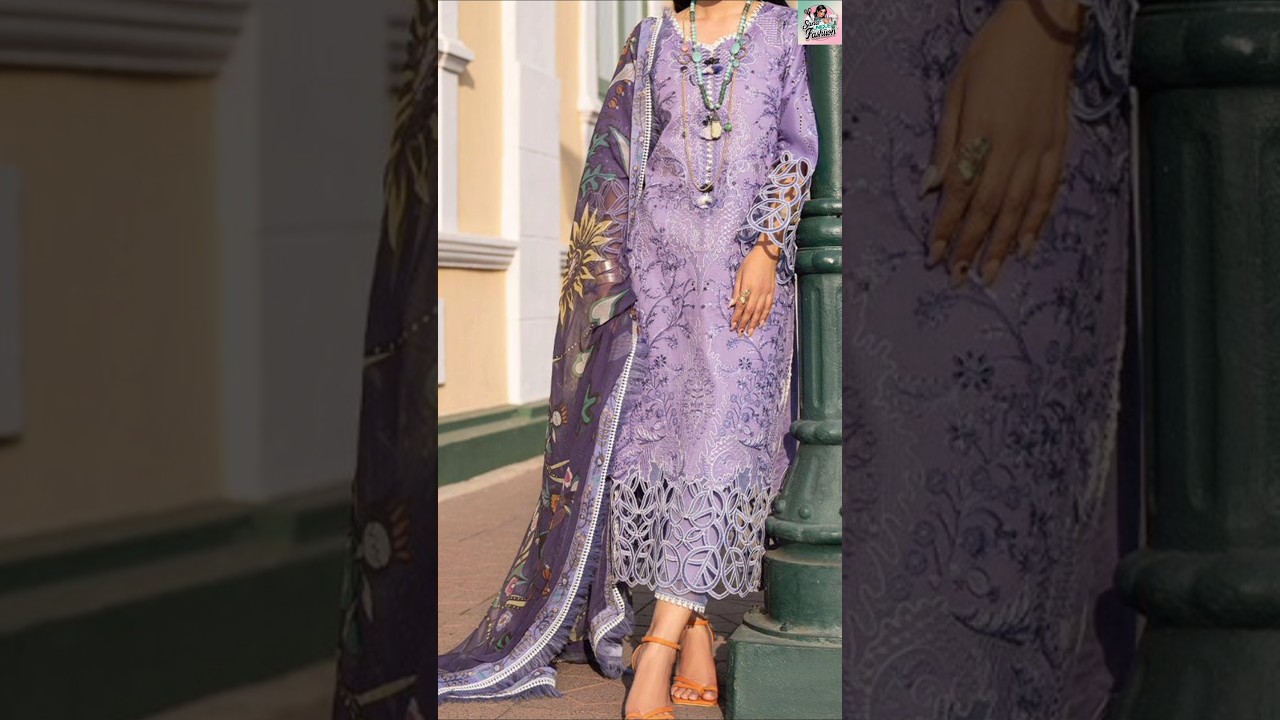 Latest Luxury Lawn suit design 2025 | Embroidery work lawn dress design #shorts #lawndress #ytshorts