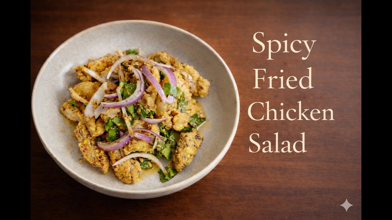 Spicy Fried Chicken Salad Recipe l ข้าวยำไก่แซ่บ