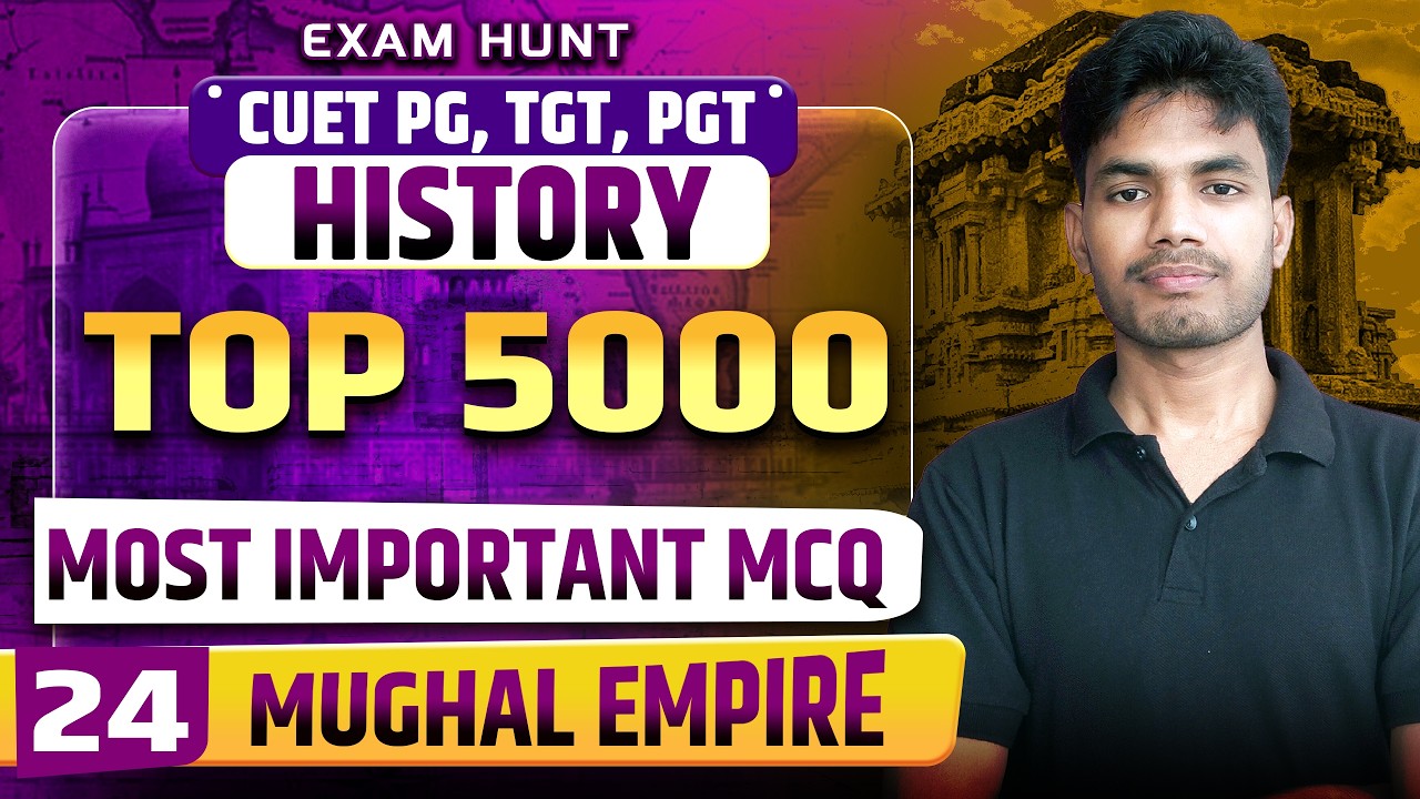 CUET PG 2026 History: Mughal Empire Most Important MCQs (Part 24) | Score 300/300 | HUQP09