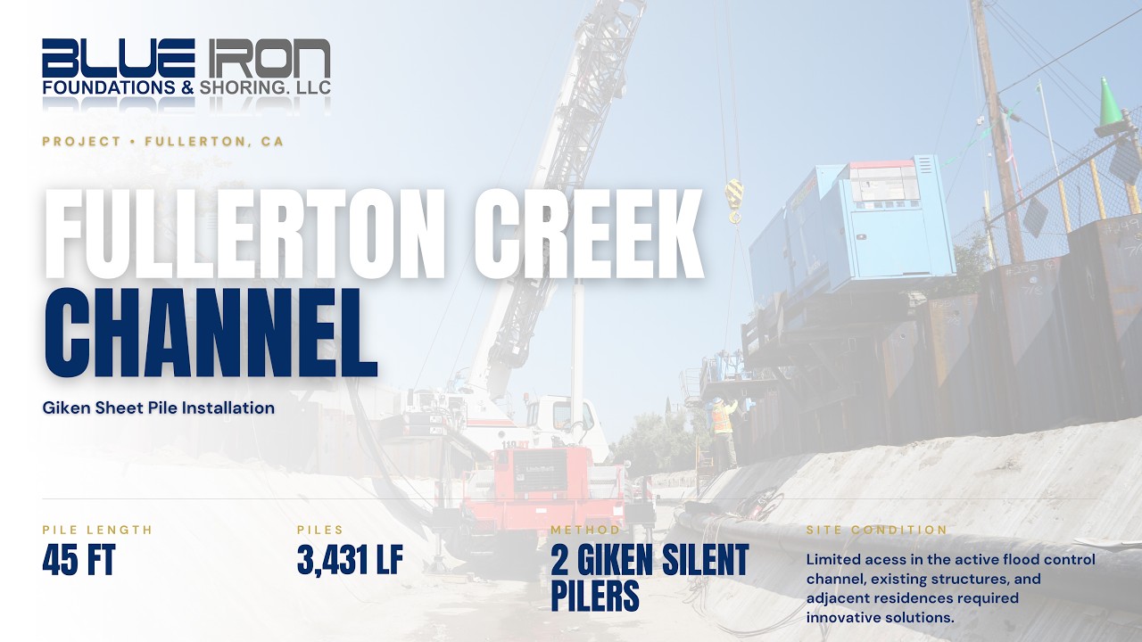 Giken Sheet Pile Installation - Fullerton Creek Channel