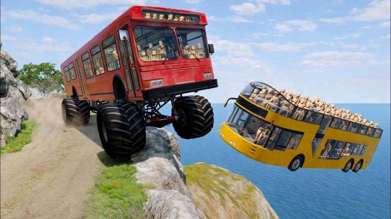 Full Loaded Bus Falling From Deadly Cliff! 😱💥 | BeamNG.drive #138