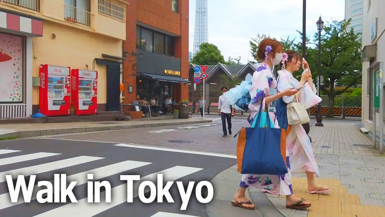 Tokyo Walking Tour - From Asakusa to Sky Tree. Across the Sumida River♪ (July 2023)