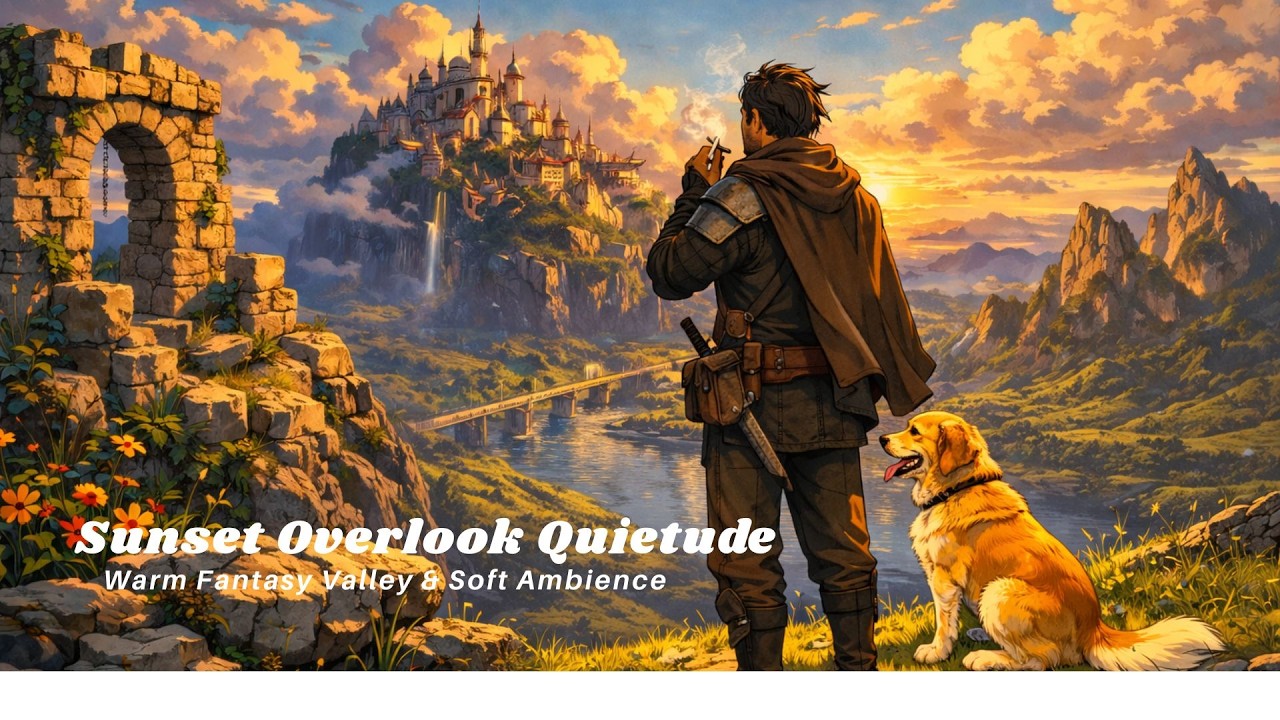 Sunset Overlook Quietude | Warm Fantasy Valley & Soft Ambience