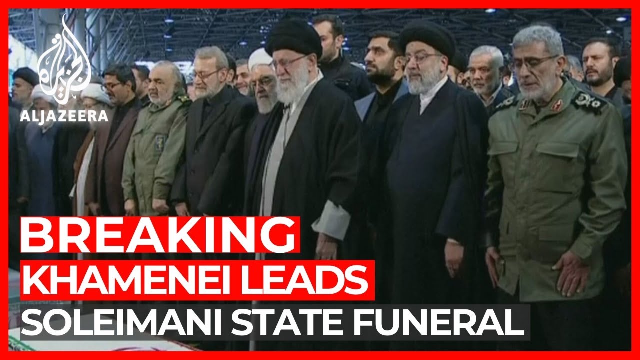 Iran Supreme Leader Khamenei leads prayers at Soleimani funeral