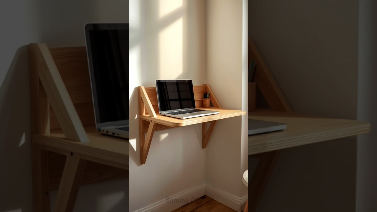 🪚 DIY Wall-Mounted Folding Desk | Space-Saving Woodworking Idea 💡