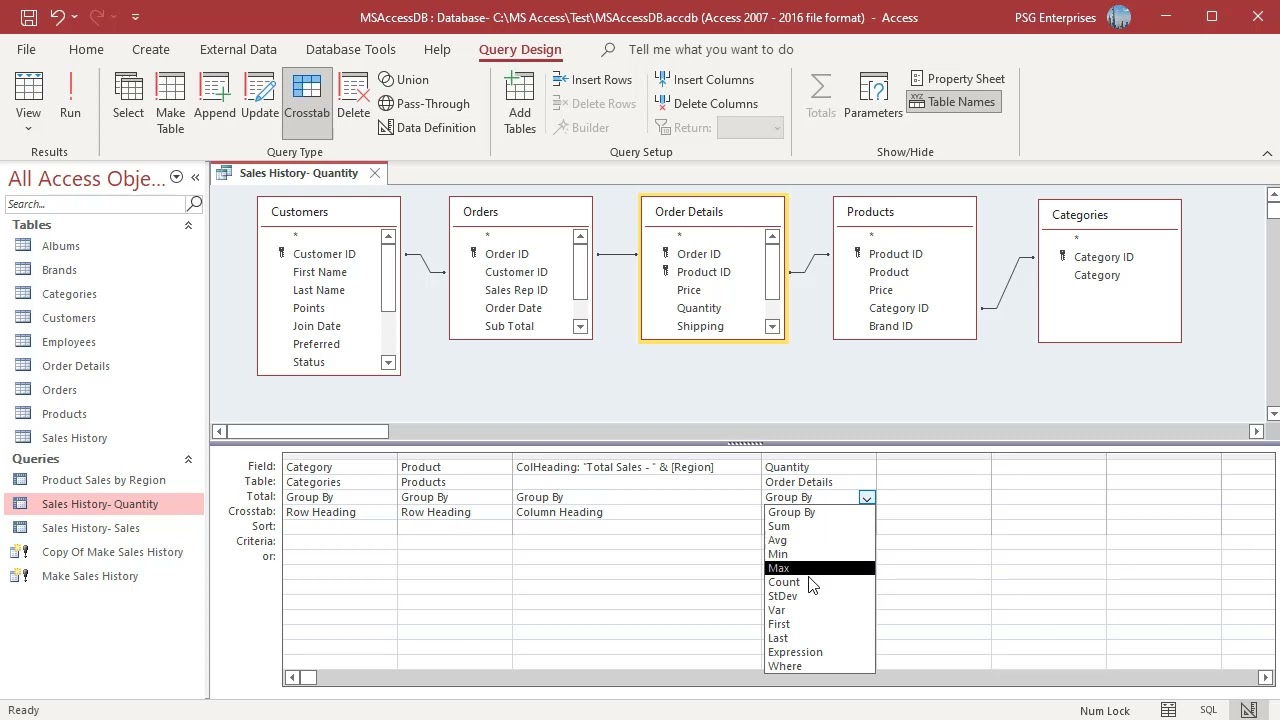 How to Create Crosstab Query with multiple Value Fields in MS Access -   Office 365