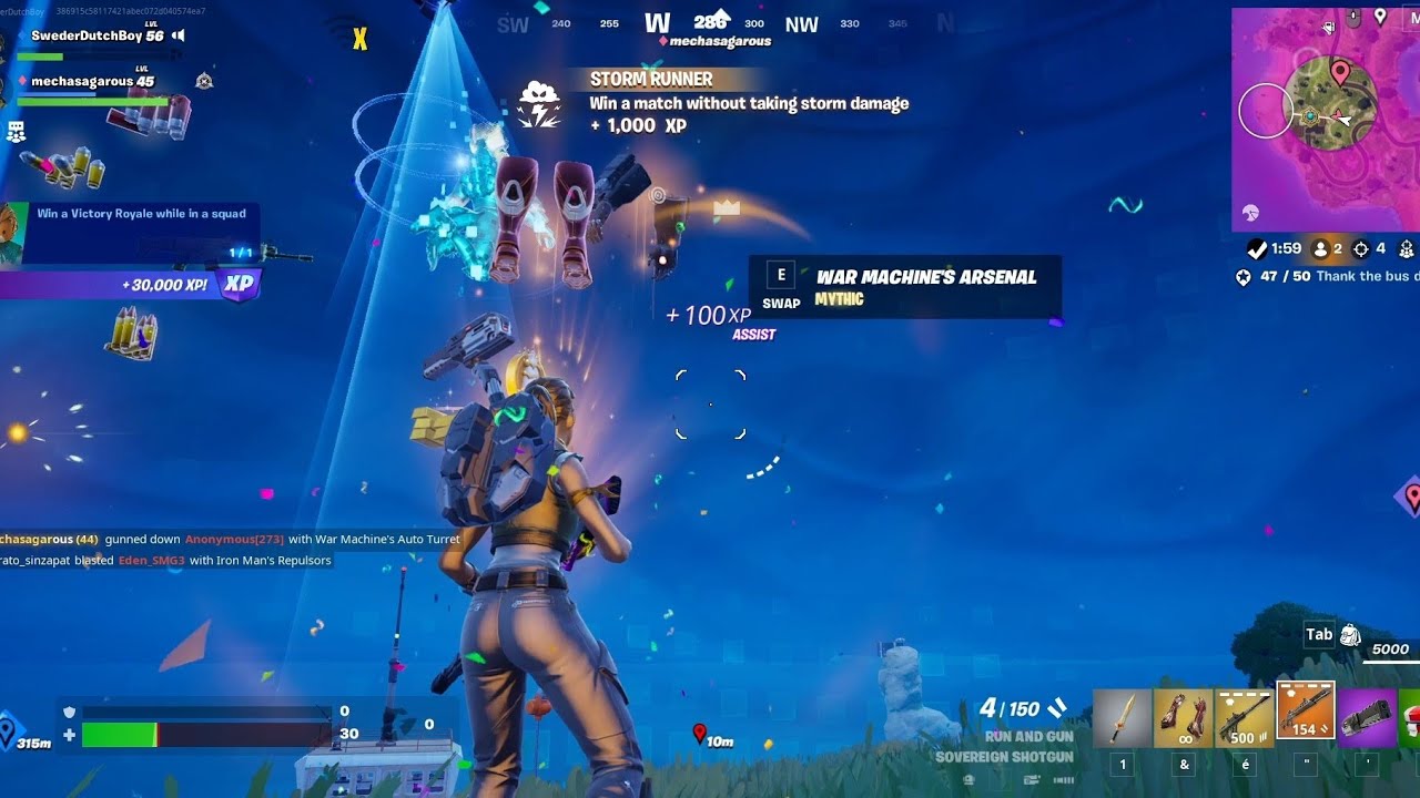 Fortnite Clutch #2 feat. Mechasagarous: Ironman loot, Radiotower ambush, and a roadtrip to the beach