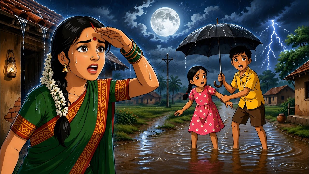 90s Village Life 😢 | बारिश में स्कूल से घर लौटने का वो बचपन 🌧️❤️ Ghibli Style 💖✨ 90s Bachpan 
