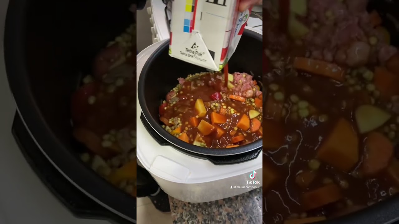 Guiso de lentejas en olla a presión eléctrica Atma