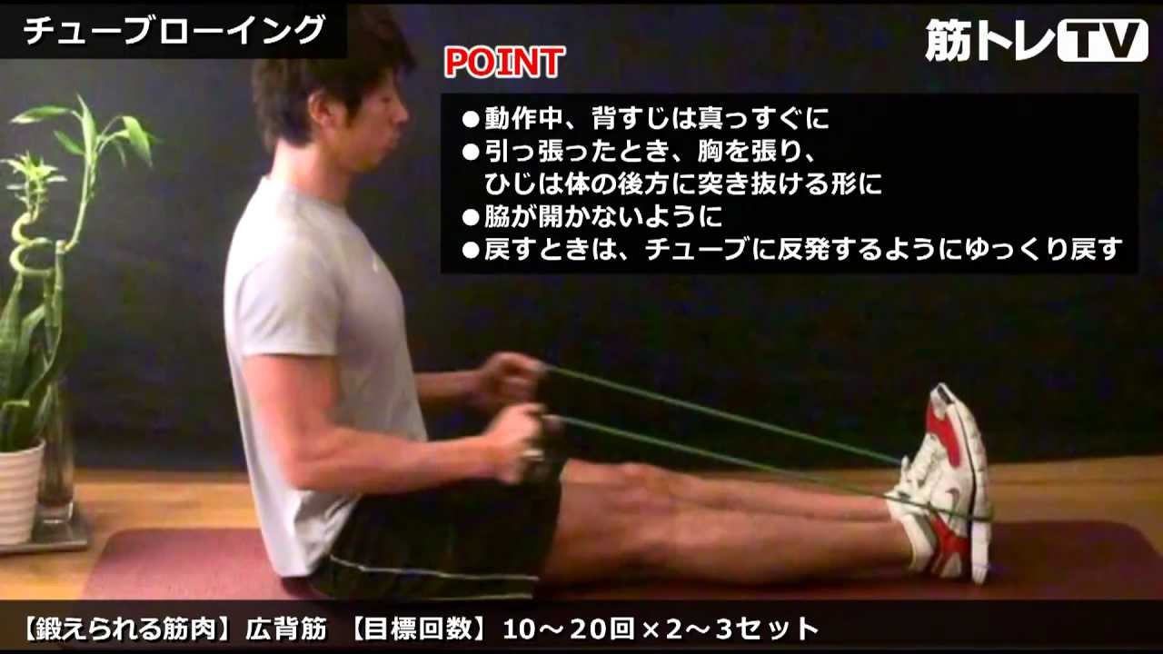 チューブローイング／広背筋（背中）／チューブトレーニング