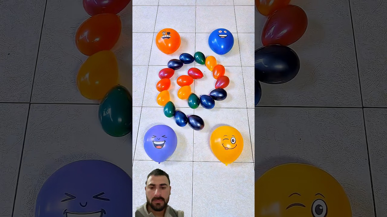 Четыре эмодзи, восемнадцать маленьких воздушных шариков, лопающиеся от цвета #asmr #balloon #vira...