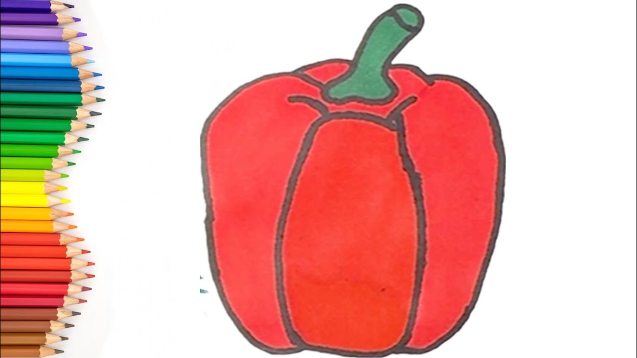 🫑 How to Draw Red Bell Pepper | Easy Capsicum Art and Paint for Kids