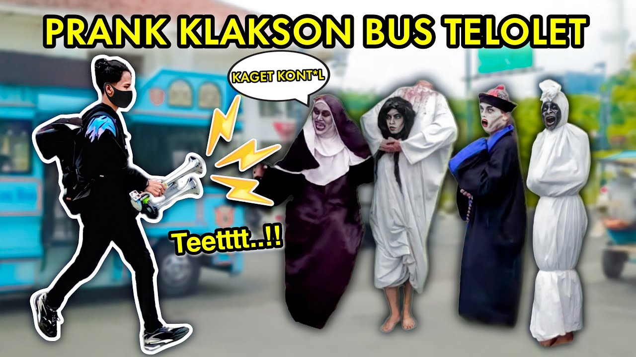 PRANK KLAKSON BUS TELOLET.. SPESIAL TAHUN BARU 2023 AUTO NGOMONG R4MAH.. !!