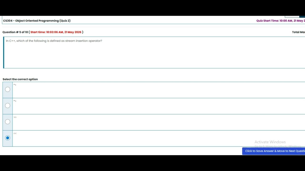 CS304 Quiz 2 Solution 2026 || CS304 - Object Oriented Programming ||  VU Zone