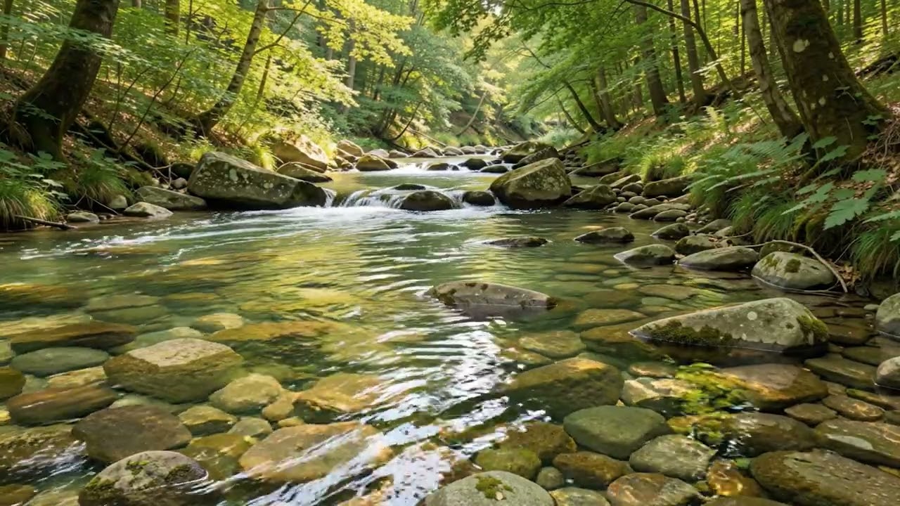 Forest Stream Sleep Music | Warm Green Woods Ambience for Deep Relaxation