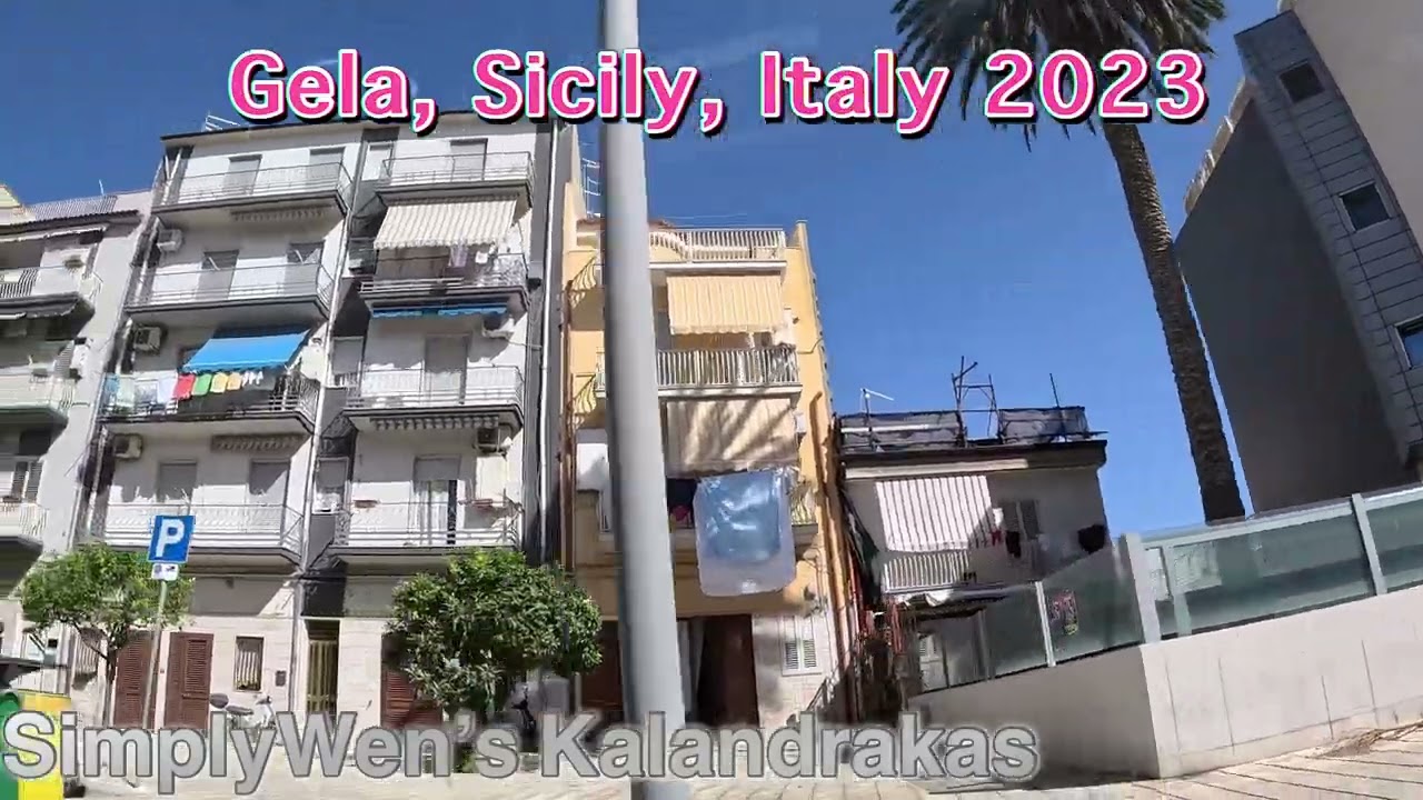 4K driving/walking around Gela Sicily Italy 