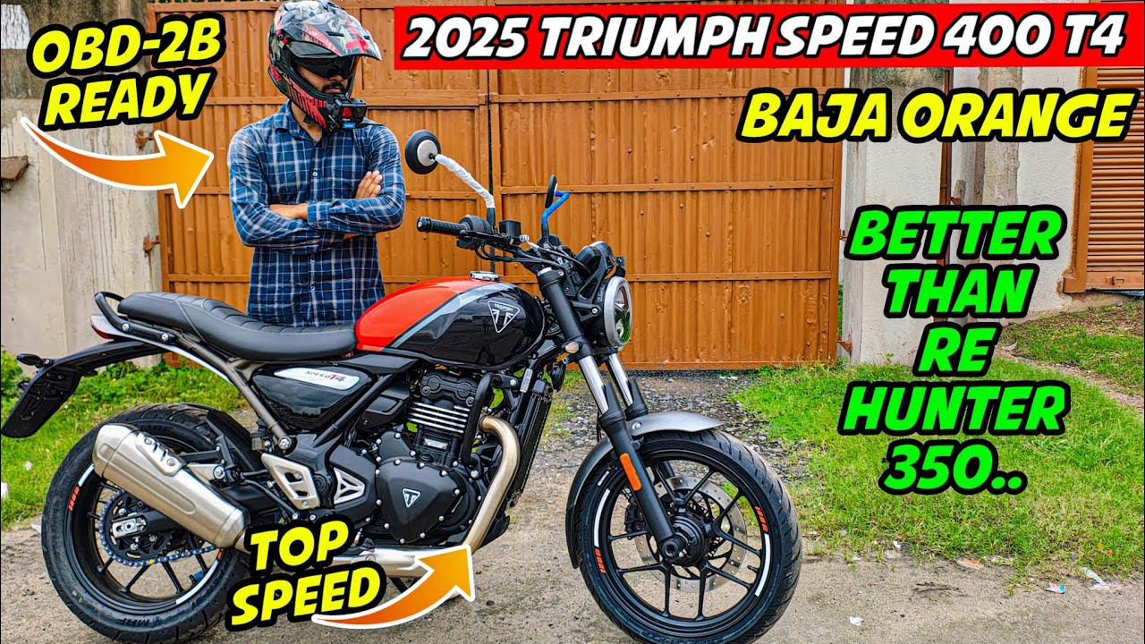 2025 Triumph Speed 400 T4 OBD-2B Review || New Baja Orange colour - Better Than Hunter 350...