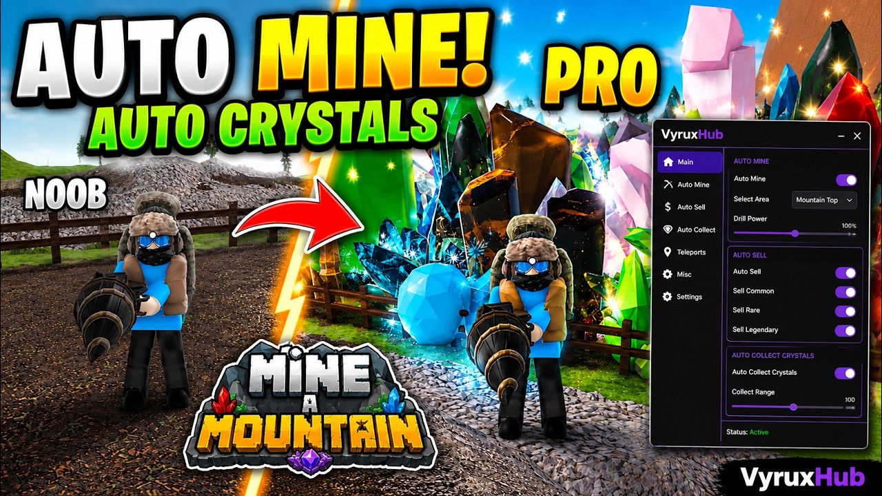 Mine A Mountain Script NEW | Auto Mine, Auto Sell & Auto Collect Crystals (NO KEY)