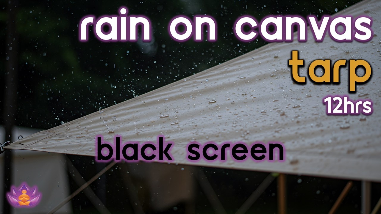 [Black Screen] Rain on Canvas Tarp – No Thunder | Sheltered Under the Tarp | Rain Sounds for Sleep