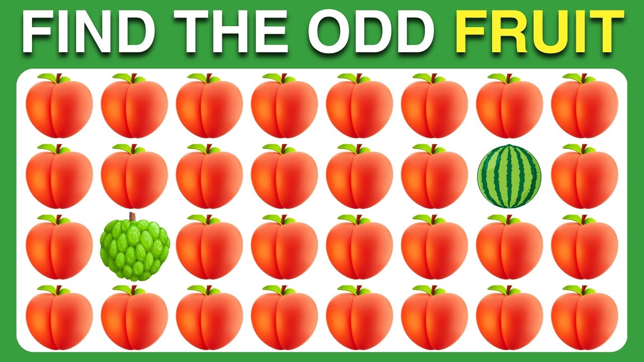 Find the ODD One Out | Fruits Edition | Easy, Medium, Hard 30 Levels Emoji Quiz