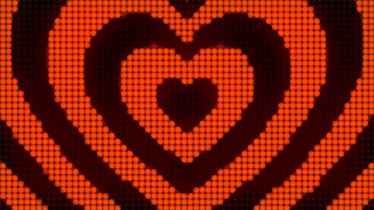 4K 1 Hour Orange Heart Tunnel Y2K Colorful Aesthetic LED Lights Background Video Screensaver