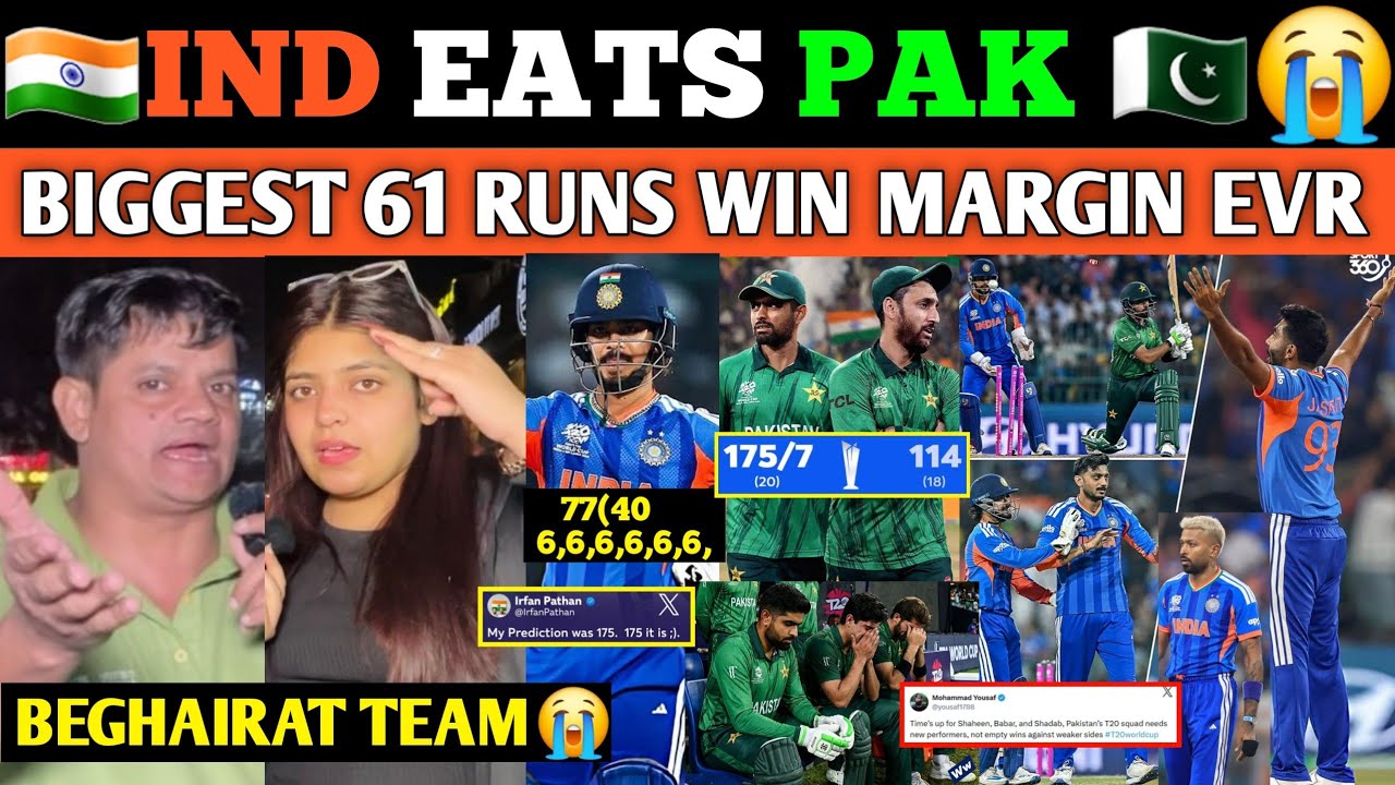 IND🇮🇳 BEATS PAK🇵🇰 114/10 | ISHAN 77(40) SAIM 6(2) FARHAN 0(4) BABAR 5(7) | pak public crying😭