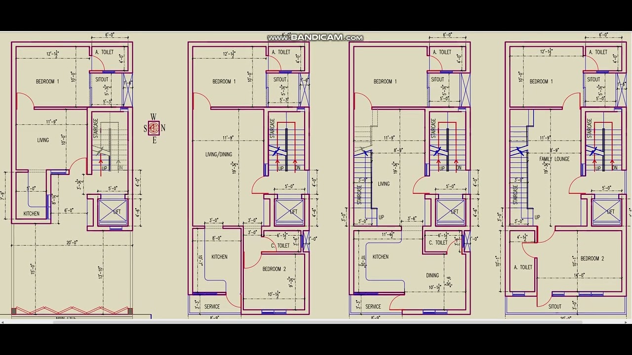 20X45 EAST FACING G+3 RESIDENTIAL BUILDING