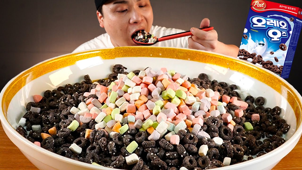 오레오오즈 우유에 말아서 먹방~!! 리얼사운드 Oreo-Oz cereal ASMR Mukbang(Eating Show)