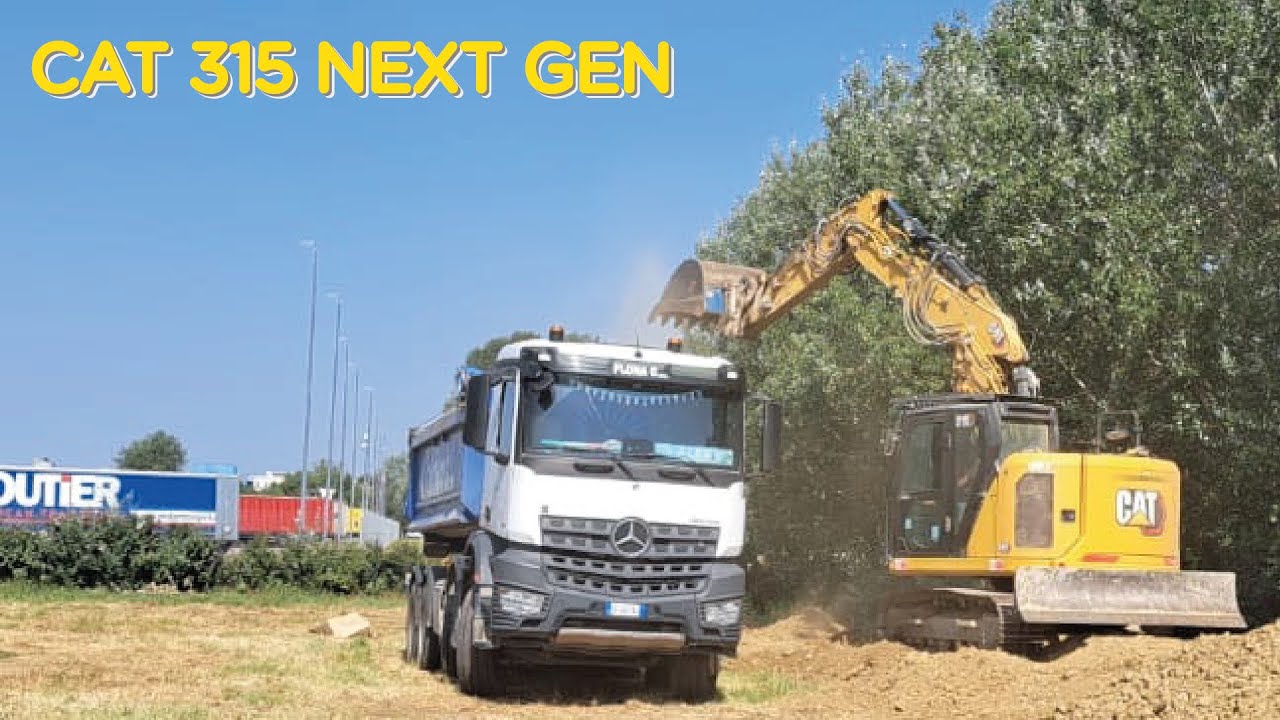 CAT 315 NG & MERCEDES BENZ AROCS 4151 - SCAVO PER POSA CAVI #caterpillar #cat #mercedes #earth