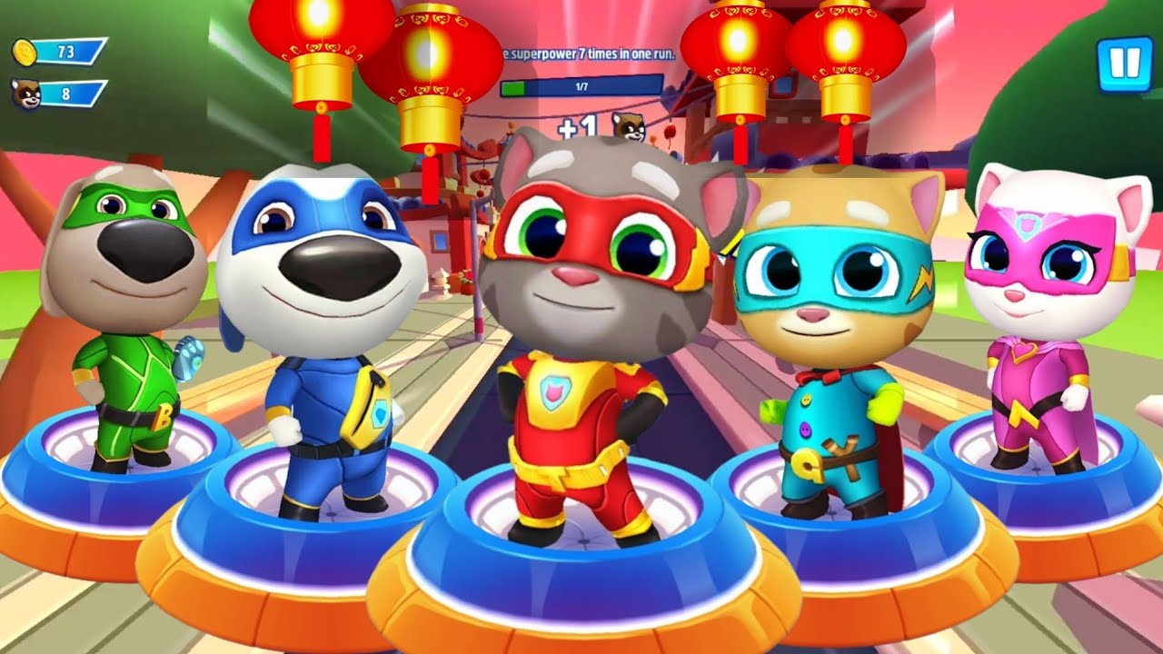 Talking Tom Hero Dash Lunar New Year Update - All Super Heroes Unlocked - Full Screen