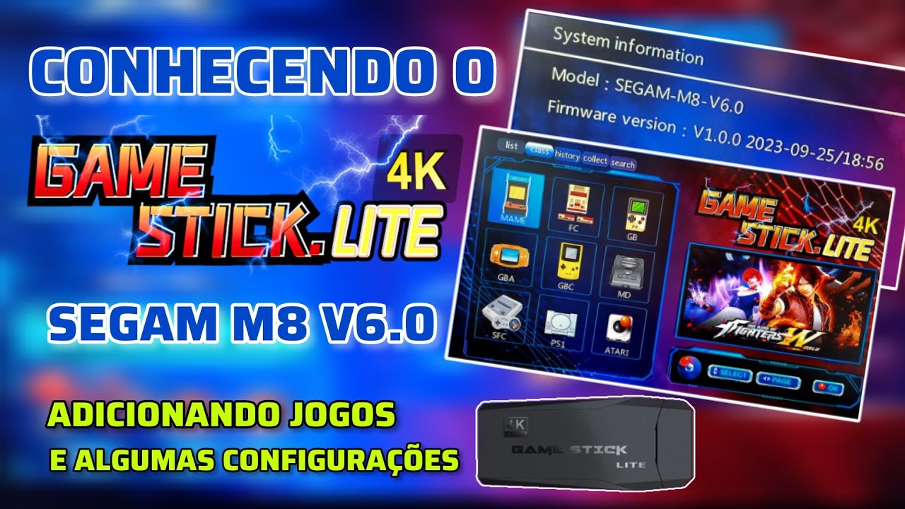 CONHECENDO O GAME STICK 4K LITE SEGAM M8 V6.0 E ADICIONANDO JOGOS NELE