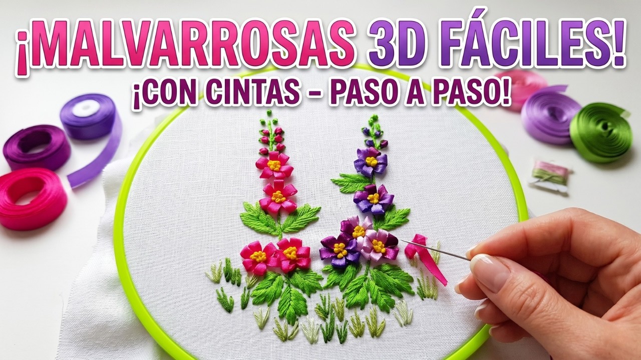 Hand Embroidery: Hollyhocks | Bordados a mano: Malvarrosa | Artesd'Olga